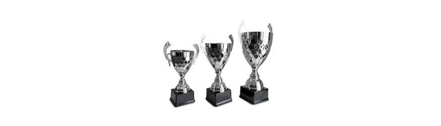 LARGE SILVER METAL HANDLED TROPHY CUP - 3 SIZES - 44CM to 61CM LARGE SILVER METAL HANDLED TROPHY CUP - 3 SIZES - 44CM to 61CM